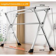 simfort Tendedero para RopaTendederos Plegable Retractiles de Acero Inoxidable Interior Exterior 2M Perchero Tendederos de Ropa Aireador de Ropa Tubería Reforzada 20 Ganchos Anti-Viento - acerosinoxidables - Ver 5