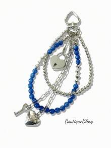 1 قطعة سلسلة مفاتيح مزينة بالخرز عصرية، مع قفل مفتاح، قفل حقيبة السفر، قفل مفتاح صغير متعدد الألوان، قفل معدني من Febwind، قفل حقيبة السفر، قفل مفتاح مطلي بالبلاستيك، مناسب للحقائب والحقائب الظهرية والصناديق وحقائب الكمبيوتر المحمول، كما يناسب حقائب الكتف وحقائب الشاطئ وحقائب الأصداف وحقائب السفر - متعدد الألوان - مشاهدة 2