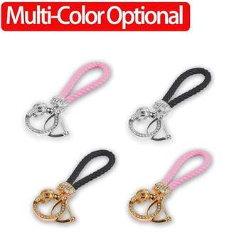 1ชิ้น พวงกุญแจรถประดับพลอยเทียมระยิบระยับ, ที่ใส่กุญแจแบบหมุนได้ 360 องศา, ถักทอ, เหมาะสำหรับรถยนต์ทุกรุ่น, ของขวัญวันวาเลนไทน์