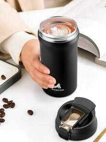 Meoky 20盎司真空不锈钢保温咖啡杯，防漏，双吸嘴设计，适合办公室、运动、健身、旅行和学校使用。 - 黑色 - 查看 7