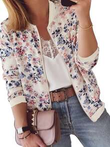 Women Lightweight Jackets - hoa màu xanh - Xem 3