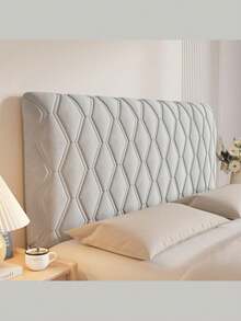 1pc Velvet Thickened Headboard Cover, Suitable For Standard Double Bed, King Size Bed, California King Bed, Quilted Headboard Cover, Soft And Dust-Proof, Bedroom Decor, Washable, Long Protective Cover With Pillow, Suitable For Extra Large Bed, Elastic Filling, Elegant For Double Bed, Single Bed, Applicable For Wooden Bed, Suitable For Couples