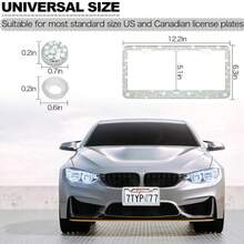 2PCS Stainless Steel License Plate Frame With Glitter Rhinestones, US Standard Size Fits All Cars/Trucks/SUVs, Women's Fashion Car Accessories, Rustproof & Easy Install, Premium Auto Decor, Birthday Gift Idea - Màu 2 chiếc - Xem 7