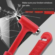1 pieza Martillo de para automóvil, Martillo de escape para automóvil, Rompedor de ventanas y cortador de cinturón de multifunción, Martillo de portátil para automóvil - Martillo de incendio montado en vehículo (martillo pequeño) - Ver 3