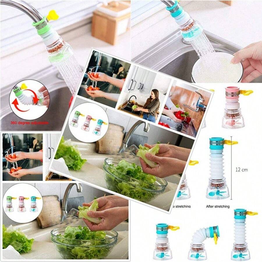 hty3 piezas Filtro de agua de boquilla de grifo giratorio de 360 ​​° rociador de filtro dispositivo de ahorro de agua de grifo accesorios de grifo de ducha presurizados filtro de grifo de cocina para el hogar boca de silicona larga vida utilyfg - como en la foto - Ver 1