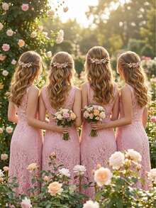 1pc Handmade Floral Design Bridal Hair Clip, Luxurious European Style Wedding Bride Headpiece Valentine's Day Accessories - Gold - View 3