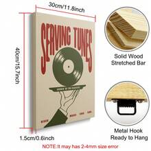 1pc Framed/Unframed Serving Tunes Vinyl Music Canvas Poster Vintage Mid Century Record Player Disco Bar Wall Art Print Green Retro Funky Painting For Apartment,Living Room,Bedroom,Modern Home Decoration - Multicolor - View 8