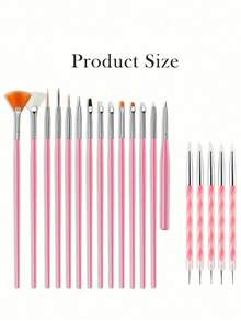 21件套美甲画笔套装，树脂调色盘，亚克力硅胶雕刻笔，点钻笔，美甲工具套装，DIY化妆展示板，适合家庭和美甲沙龙使用，粉色 - 彩色 - 查看 9