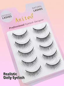 Asiteo 5 Pairs Cartoon Fairy Wet Makeup False Eyelashes, Lightweight Anime False Lashes, Natural Makeup Effect, Pointed Doll Lashes, Cartoon Eyelashes, Easy To Wear Upper Lashes - Black - View 7