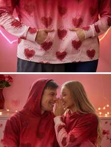 Áo nỉ dài tay hai lớp có mũ, có túi, không thể thiếu cho ngày Valentine, dành cho bạn thân/người yêu, cỡ freesize, họa tiết trái tim ombre. - Nhiều màu - Xem 5