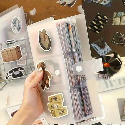 1本84格透明相册，三格生活相册，名人照片，追星女孩，小卡片摄影，带盖卡片胶片，卡片页，卡片相册，学习用品，返校季，可存放照片、电影票、名人卡片和明信片，也可作为艺术剪贴簿