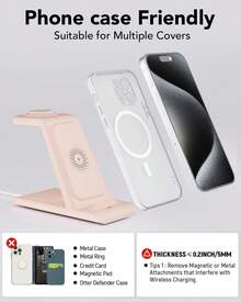 3 en 1 Estación de Carga Inalámbrica Rápido Compatible para Apple Múltiple Productos para Apple Watch Ultra 8 7 SE 6 5 4 3 para AirPods Pro/2 para iPhone 14 13 12 11 Pro MAX/X/XS/XR 8 Rosa - Verde - Ver 8