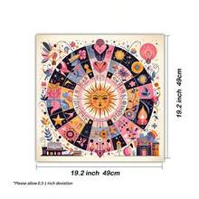 1pc Party Games & Activities Elegant Sun And Moon Mandala Altar Cloth With Mystical Symbol Design Starry Sky Table Cloth Witchcraft Astrology Black Oracle Mat Tarot Tablecloth Boho Playmat Cloth Home Decor Room Decor - Multicolor - View 7