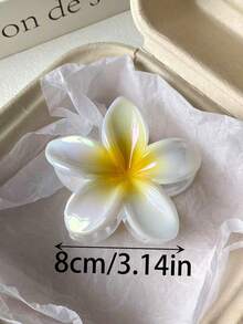 4件/1件裝 女款 3.14英吋/8cm 白色酒紅彩色透明扶桑花造型塑膠髮夾 隨機混色 - 彩色 - 查看 2