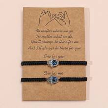 2pcs/Set Alloy Palm Friendship Bracelets, Retro Braided Couples Bracelets, Turkish Evil Eye Bracelets - Multicolor - View 8