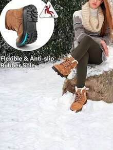 2026 Winter New Women's Snow Boots, PU Sole, Thin Sole, Non-Slip, Warm, Comfortable Women's Casual Sports Shoes, Cold-Proof And Warm Lining Thin-Soled Women's Mid-Calf Boots, Valentine's Day Style Gentle Flat Shoes, Soft-Soled Shoes, Plush Fashionable And Versatile Style, Suitable For Valentine's Day Dates, Work Commutes - Women's Knee-High Boots. Winter Wedding Fashion Shoes, Beach-Toned Casual Shoes. - Black - View 9