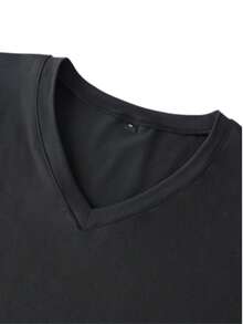 GRDR Camicia a maniche corte scollo a V da uomo, adatta per uso casual all'aperto in estate - nero - Visualizzare 5
