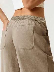 Women's Loose Straight Leg Pants, Linen Pants, Cotton Pants, Suitable For Spring And Summer - Khaki - View 5