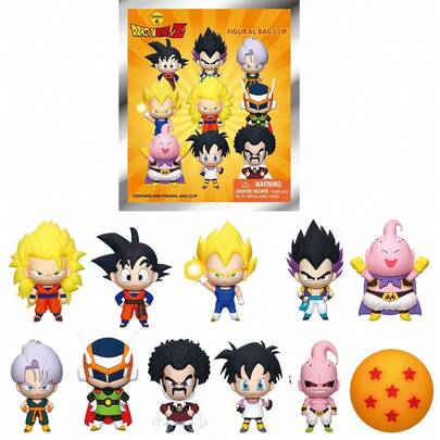 Crunchyroll 1PC/2PCS DragonBall Officially Licensed 3D Anime Characters Series Mystery Blind Bag Keychain Goku Gohan Bulma Bag Clip Surprise Box Lucky Box Eleven Random One Cute Cartoon Character Bag Hanger Decoration Birthday Party Christmas Gifts