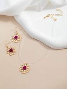 一套夸张个性化百搭休闲玫瑰花精致首饰套装，优雅情人节之选 - 多色1 - 查看 2