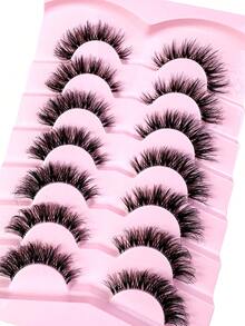 7 Pairs Fluffy Cat Eye Cartoon False Eyelashes - Natural Look, Suitable For Daily, Party And Other Occasions, Dense Transparent Lash Stems, Reusable, Easy To Apply - Beginner-Friendly False Lashes, Party Makeup, Durable Lash Material - Cat Eye Lashes - View 4