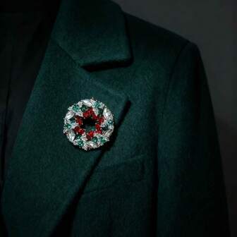 1 broșă de Crăciun cu strasuri la modă, accesoriu versatil pentru îmbrăcăminte, genți, purtare zilnică