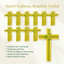 棕榈主日手持便携式祈祷十字架，高7.09英寸，人造塑料材质，绿色，适合复活节教堂活动 - 彩色 - 查看 2
