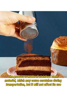 Stainless Steel Powdered Sugar Shaker With Lid Stainless Steel Powder Sifter, Suitable For Cocoa Powder, Cinnamon Powder And Coffee Powder Fine Mesh Sifter Canister, Suitable For Baking Soda, Cocoa Powder, Cornstarch, Coffee Powder And Other Powders Powder Sifter - Multicolor - View 2