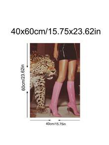 1pc Retro Leopard Poster, Luxury Art, Vintage Pink Leopard & Boots Print, Festival Gift,Suitable For Bedroom,Living Room,Kitchen,Apartment,Wall Arts,Wall Decor,Home Decor,Room Decor, Canvas Wall Art, Posters, Wall Art With Frame, Optional Frame ﻿ ﻿ - Multicolor - View 13