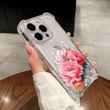 Bonita funda con diseño de peonías rosas, compatible con iPhone 16, 15, 14 Pro Max, 13, 12, 11, XR y XS Plus. Fabricada en silicona TPU, ofrece protección contra golpes y caídas, además de una excelente sensación al tacto. Es el regalo perfecto para familiares, amigos y seres queridos. - transparente - Ver 2