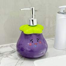 1PC Eggplant-Shaped Press-Type Soap Dispenser, Lotion Bottle, Suitable For Home Use In The Bathroom, Press-Type Hand Sanitizer Dispenser Bottle, High-Quality Ceramic Empty Bottle. - Multicolor - View 3