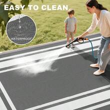 Outdoor Rugs 8x10 Waterproof Patios Plastic Straw Mats For Backyard, Porch, Deck, Balcony, Reversible, White - Tấm màu xám & trắng + 8' x 10' (Hình chữ nhật) - Xem 4