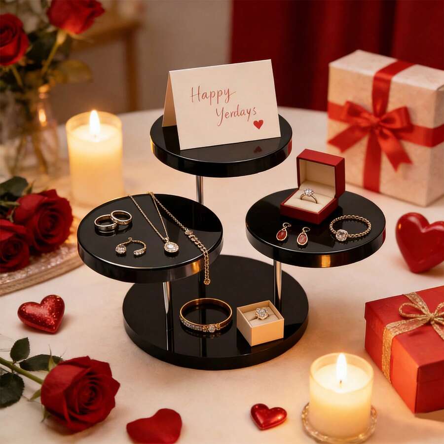 Giá trưng bày trang sức cao cấp 3 tầng bằng acrylic, kiểu dáng thời trang và thanh lịch. - Nhiều màu - Xem 1