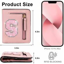 Regalos de cumpleaños para adolescentes y niñas, billeteras pequeñas con inicial RFID para niñas y adolescentes, Púrpura, Small (3 - Rosado - Ver 4