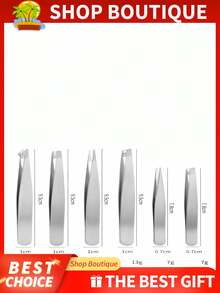1pc Stainless Steel Slanted Tweezers - Professional Beauty & Craft Tool - Multicolor - View 8
