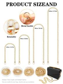 Premium Gold Tone Metal Bag Chain Replacement Strap(15.7-Inch, 23.6-Inch, 35.4-Inch, 47.2-Inch)Adjustable & Multiple Length Options Purse Chain, Lobster Clasp Design For Easy Installation, Compatible With Crossbody Bags, Clutches, Shoulder Bags & Most Handbags, Stylish Handbag Chain Accessory For Bag Upgrade