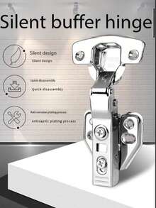 10个/20个银色直型和弯型缓闭式橱柜铰链，标准橱柜门铰链，适用于衣柜和厨房橱柜 - 銀色 - 查看 4