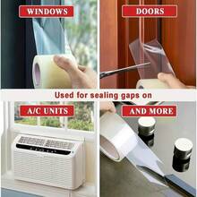 1卷防风胶带，强力透明单面胶带，亚克力材质，可自由裁剪，解决门窗漏风、隔音、防尘、隔热、防虫等问题。适用于门窗框、玻璃、桌面、缝隙等处，粘性强，移除后不留残胶。