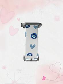 1pc Soft Elastic Breathable Blue Heart Eyes Pattern Watch Band, Replacement Strap For Apple Watch 38mm 40mm 41mm 45mm 44mm 42mm 49mm, Fashionable Casual Multi-Color Silicone Watch Band Compatible With Apple Watch Ultra Series, S10/SE/9/8/7/6/5/4/3/2/1 Smartwatch - Multicolor - View 4