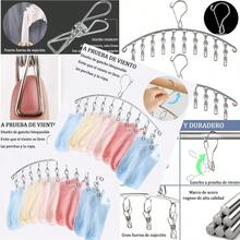 2 pcs Tendedero de calcetines Clips Ropa de Acero Inoxidable con 10 Pinzas Calcetín Rack de Secado percha portátil Estante para sombreros para Secar Toallas Ropa para Bebés Bufanda corbata toalla - 10 clips de 2 piezas - Ver 1