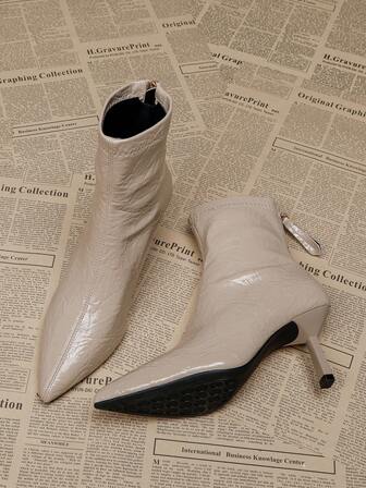 Women's Camel Ankle Boots And Short Boots, 7cm High Heel, Elastic Slim Boots, Comfortable And Fashionable Pointed Toe High Heel Boots