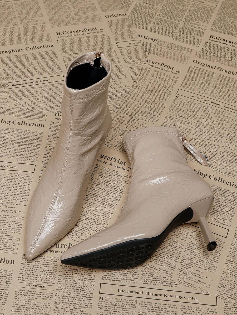 Women's Camel Ankle Boots, 7cm High Heel, Elastic Slim Boots, Comfortable And Fashionable Pointed Toe High Heel Boots - Camel - View 1
