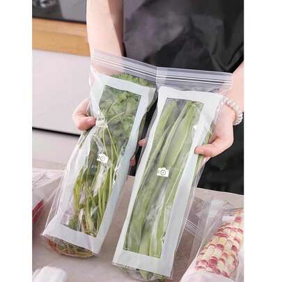 50 יחידות שקיות אחסון עבות נגד דליפות למקרר, איטום טוב, לשימוש חוזר וניתן לערום, שקיות הקפאה שקופות המתאימות לירקות, בצל ירוק, מלפפונים ואטריות - אחסון ושימור במטבח באיכות גבוהה, סגירה אטומה כפולה