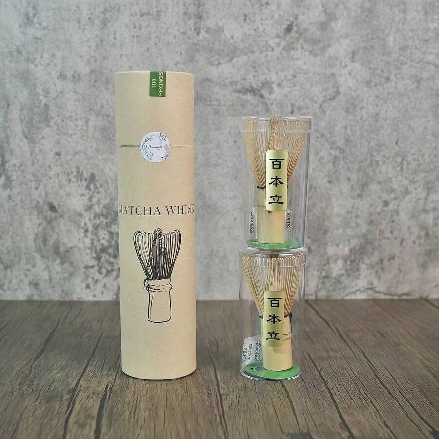 2-Pcs New Matcha Tea Set, Japanese Style, Includes 100 Tea Leaves, 120 Tea Leaves, 80 Tea Leaves, Tea Whisk, Paper Drum Packaging, And Egg Beater