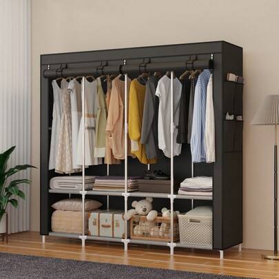 1개 간편한 조립 대용량 옷장, 공간 절약형 방진 의류 보관 캐비닛