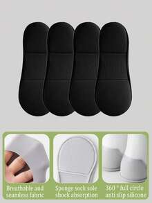 1/4/6双装女士彩色海绵加厚船袜，薄款踝袜，适合春夏秋季穿着，防滑透气，隐形设计，可搭配高跟鞋和普通鞋履，百搭日常穿着 - 彩色 - 查看 11