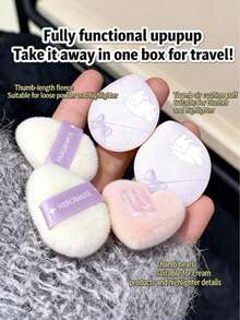 1pc Pinch Thumb Flocked Powder Puff, Makeup Setting & Highlighting Dry/Wet Dual-Use Finger Puff - Multicolor - View 2