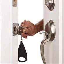 Portable Anti-Theft Lock, Black: Silent Indoor Door Lock, Suitable For Bedroom Wooden Doors, Magnetic Absorption Type Door Handle Lock, Home Use - Black - View 5