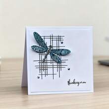 1件套蜻蜓和网格图案金属切割模具，工艺模具，适用于剪贴簿、相册、卡片、礼品卡 - 手工工艺品 - 銀色 - 查看 7