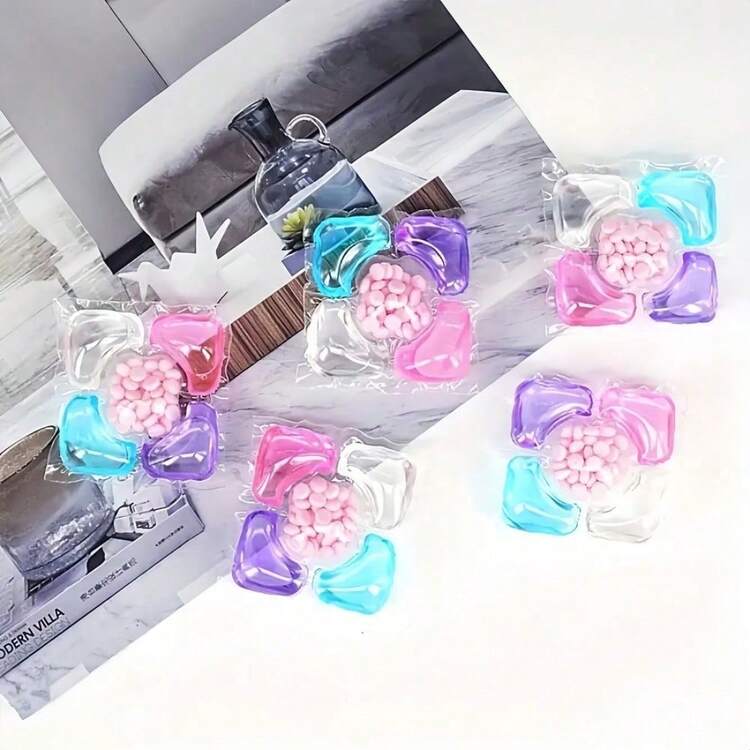 100pcs 5-In-1 Laundry Detergent Capsules, Long-Lasting Fragrance, Strong Stain Removal, Color Protection, Concentrated Liquid Detergent, Fabric Softener, Anti-Bacterial & Anti-Mite - Multicolor - View 5